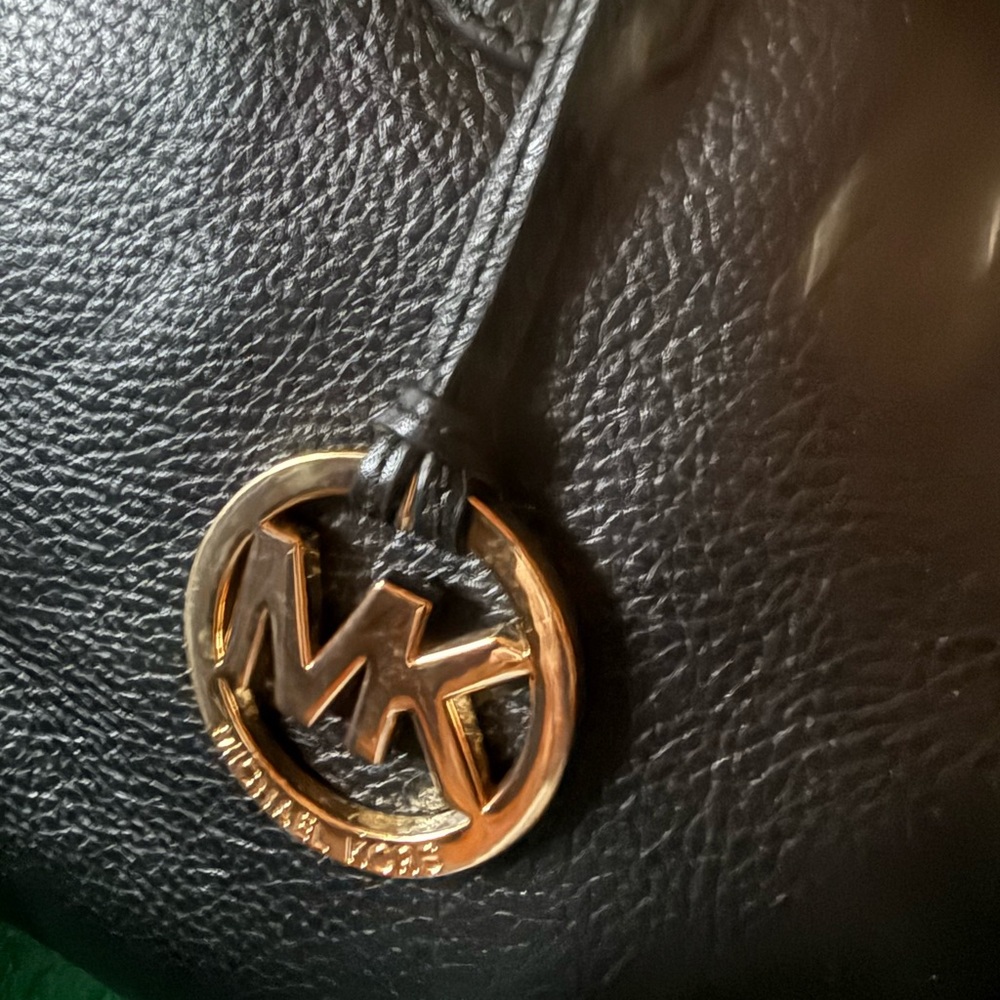 Michael Kors Black Leather Satchel with Gold Accents - Picture 2 of 10